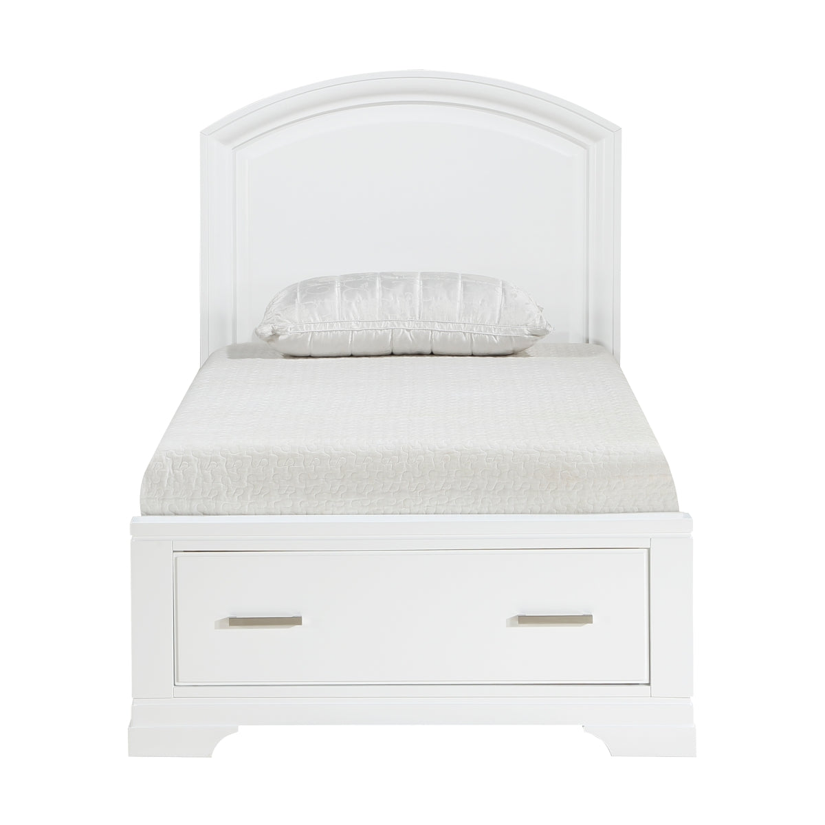Hudson White Twin Storage Platform Bed front view