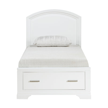 Hudson White Twin Storage Platform Bed front view