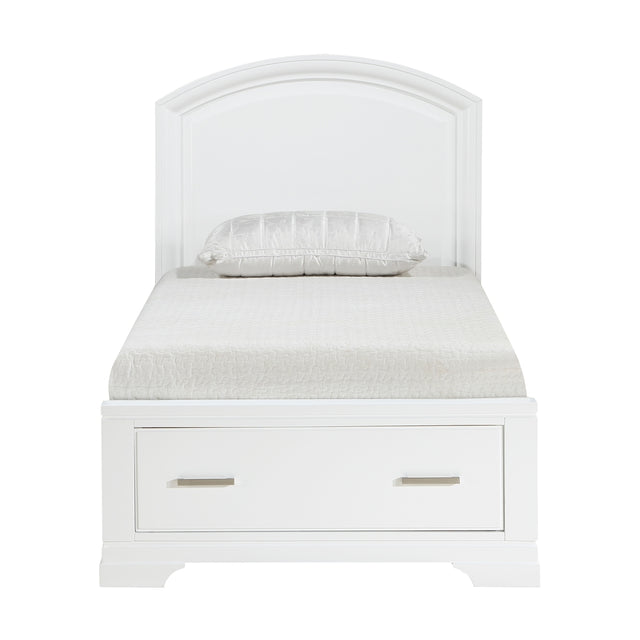 Hudson White Twin Storage Platform Bed front view