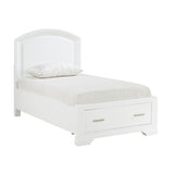 Hudson White Twin Storage Platform Bed angled side view