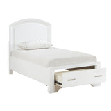 Hudson White Twin Storage Platform Bed footboard storage detail