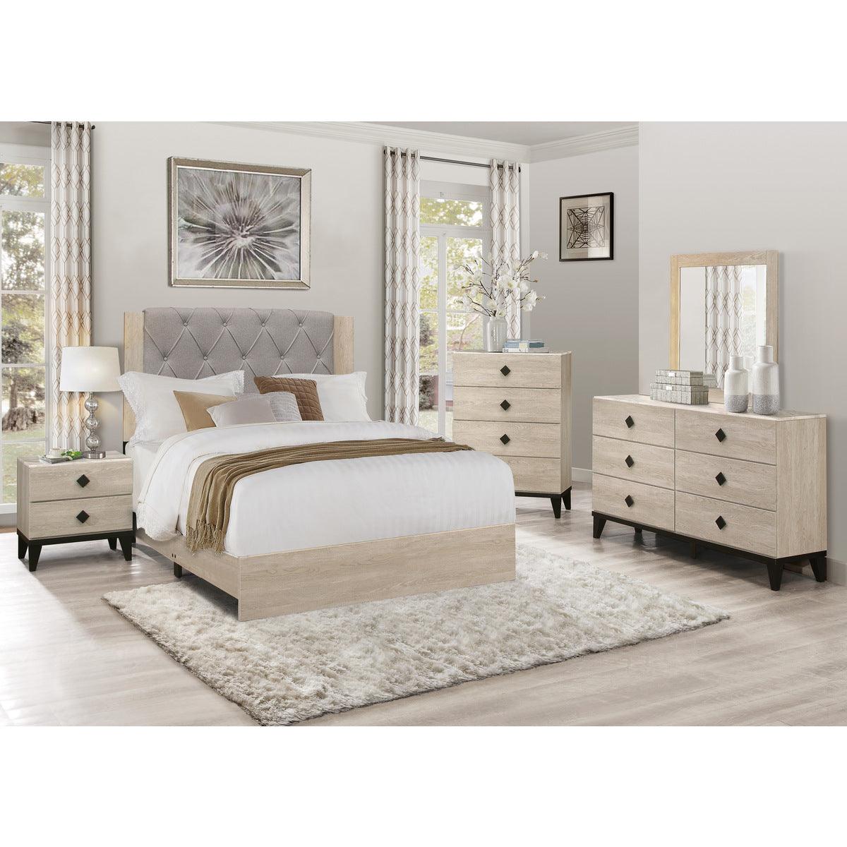 Full view of Whiting Gray Tufted Fabric Upholstered Platform Bed