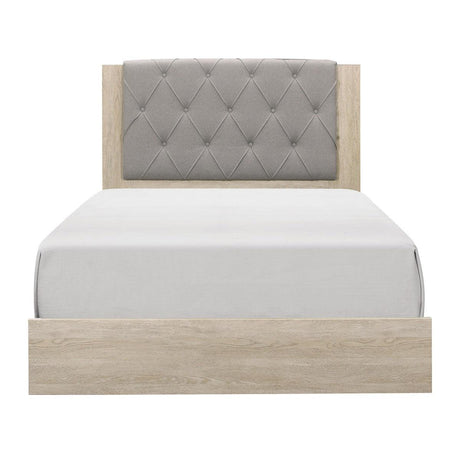 Whiting Cream Tufted Upholstered Queen Panel Bed front view