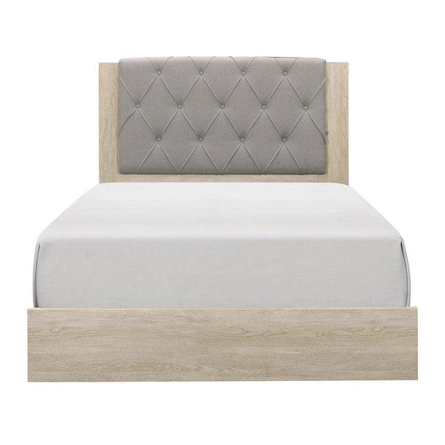 Whiting Gray Tufted Fabric Full Bed front view