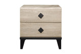 Front view of gray linen tufted panel bedroom set bed