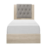 Whiting Cream Fabric Tufted Twin Bed front angle