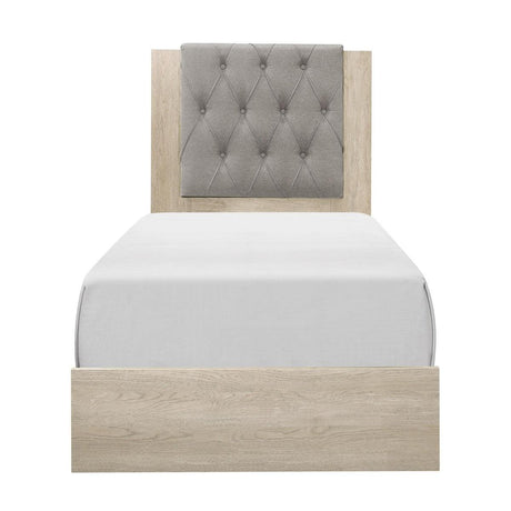 Whiting Cream Fabric Tufted Twin Bed front angle