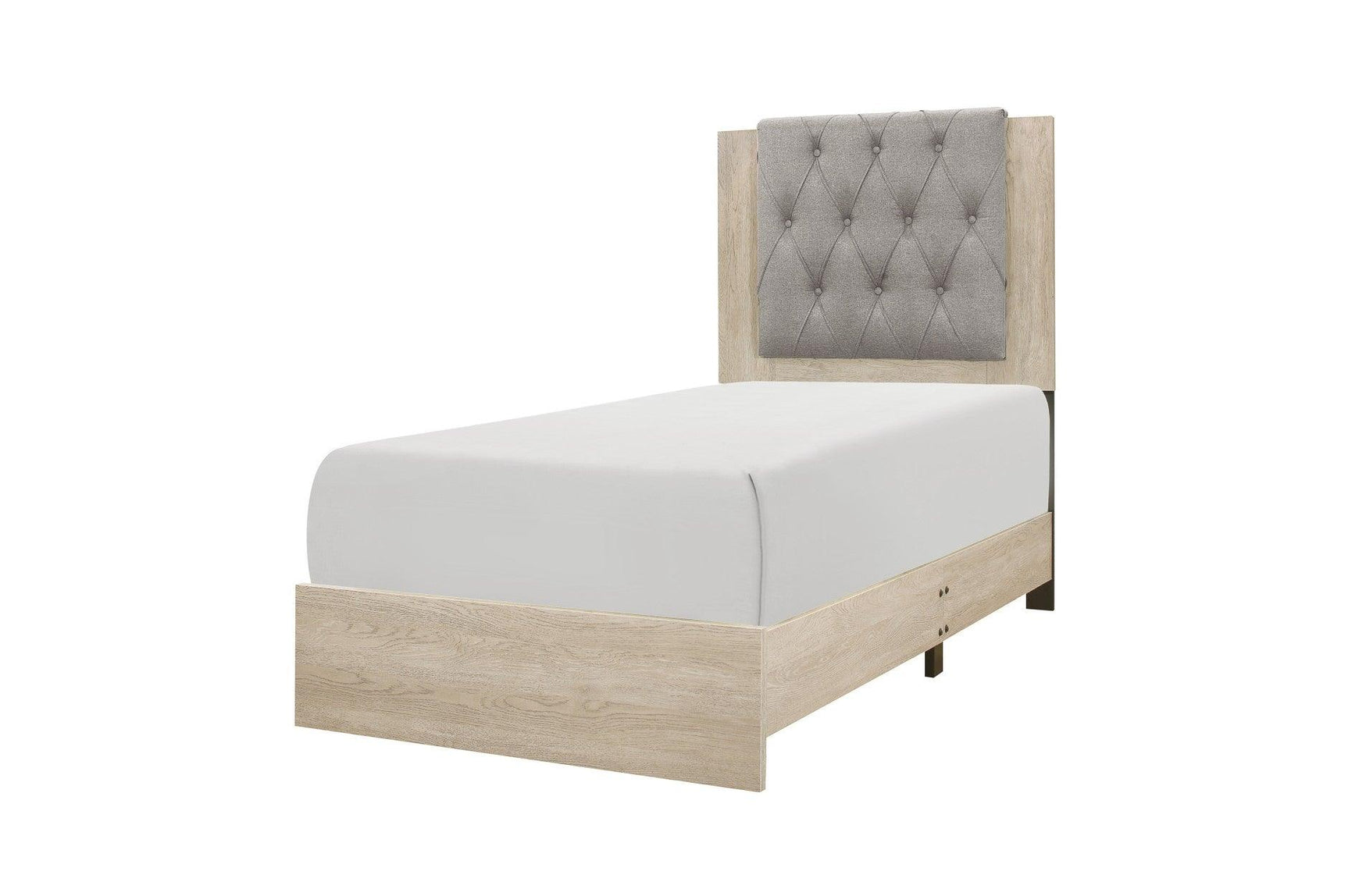 Whiting Linen Youth Bedroom Set side angle of bed and nightstand