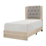 Whiting Cream Fabric Tufted Twin Bed side profile