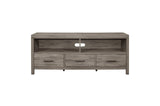Side view of Bainbridge Gray Weathered Wood Storage TV Stand