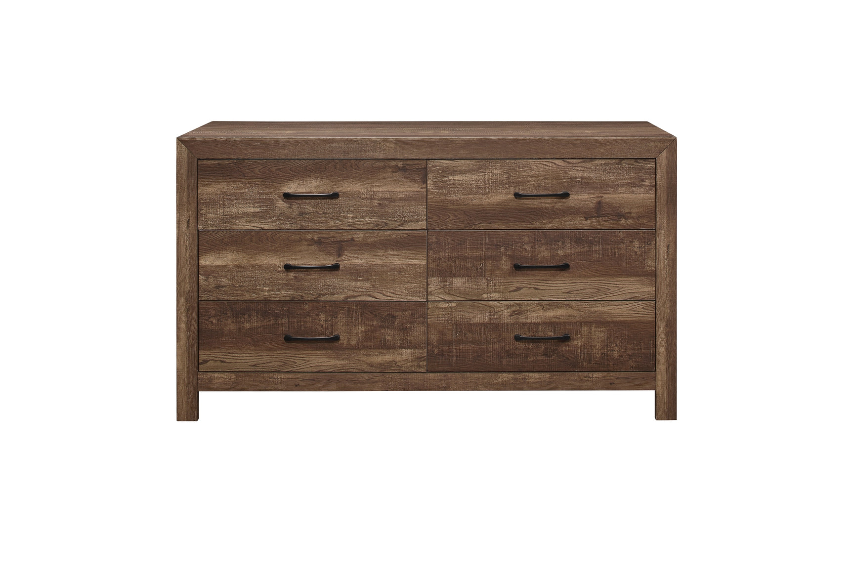 Open view showcasing rustic brown bedroom set