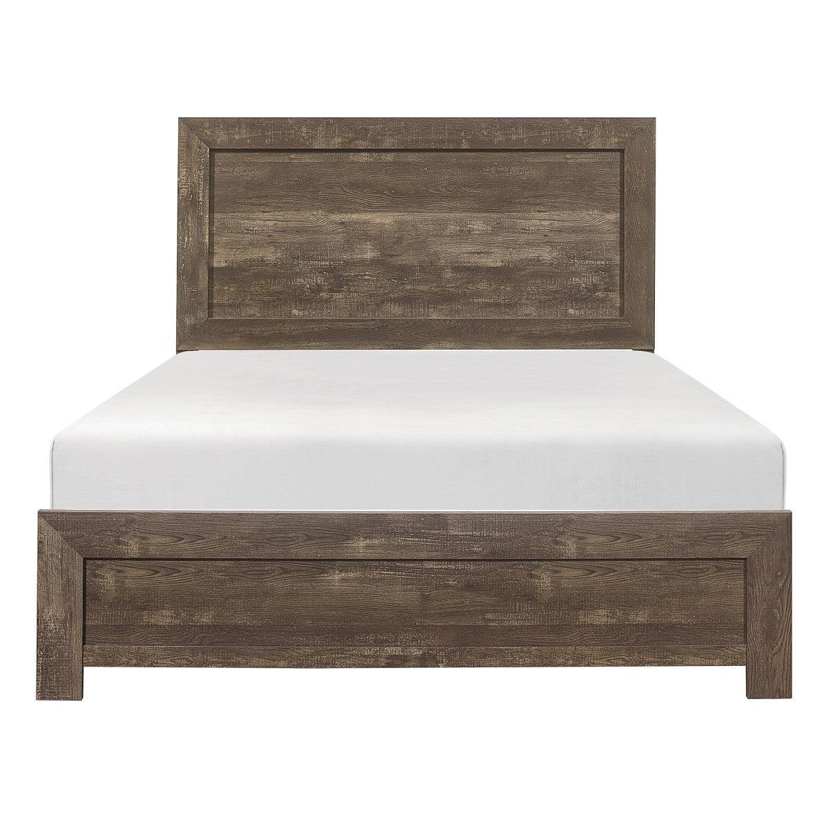 Corbin Rustic-Brown Rustic Faux Wood Veneer Wood And Engineered Wood King Panel Bed In A Box - Ella Furniture