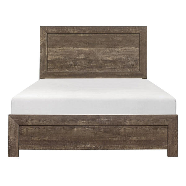 Corbin Rustic Brown Faux Wood Queen Panel Bed front view