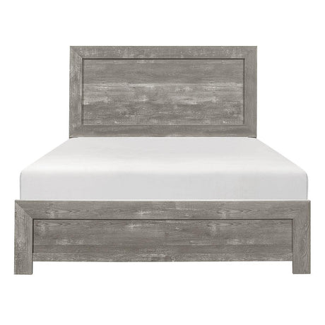 Corbin Gray Faux Full Bed front view showing full panel headboard