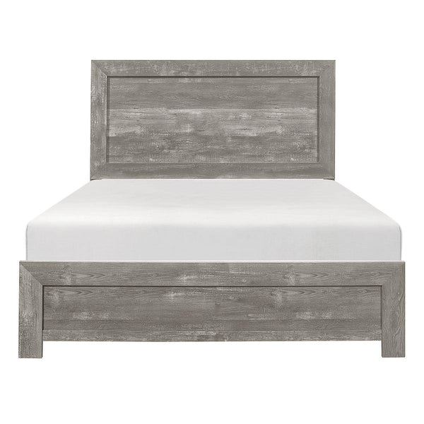 Corbin Gray Faux Full Bed front view showing full panel headboard