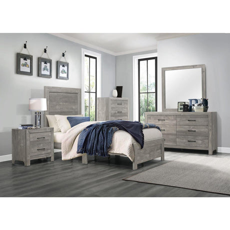 Corbin Gray Twin Panel Bed angled view