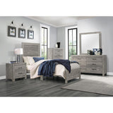 Corbin Gray Faux Wood Veneer Twin Bed angled view