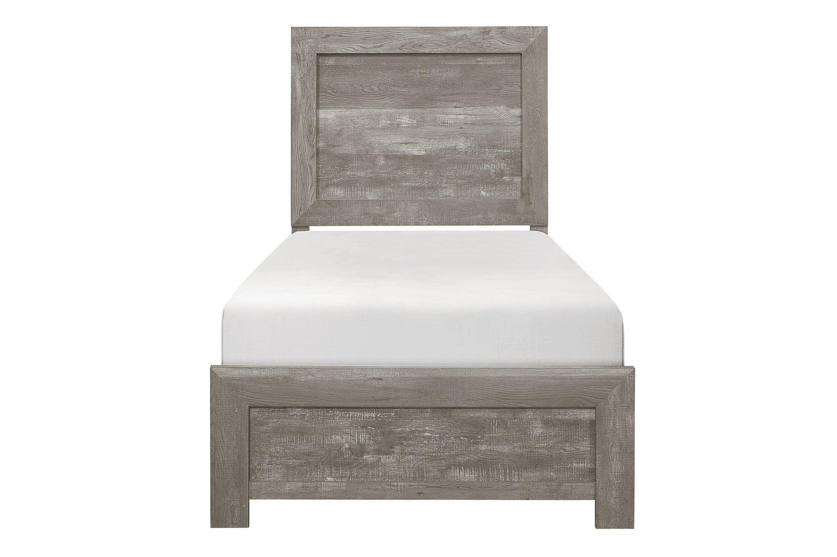 Corbin Gray Panel Bedroom Set bed side with dresser and mirror