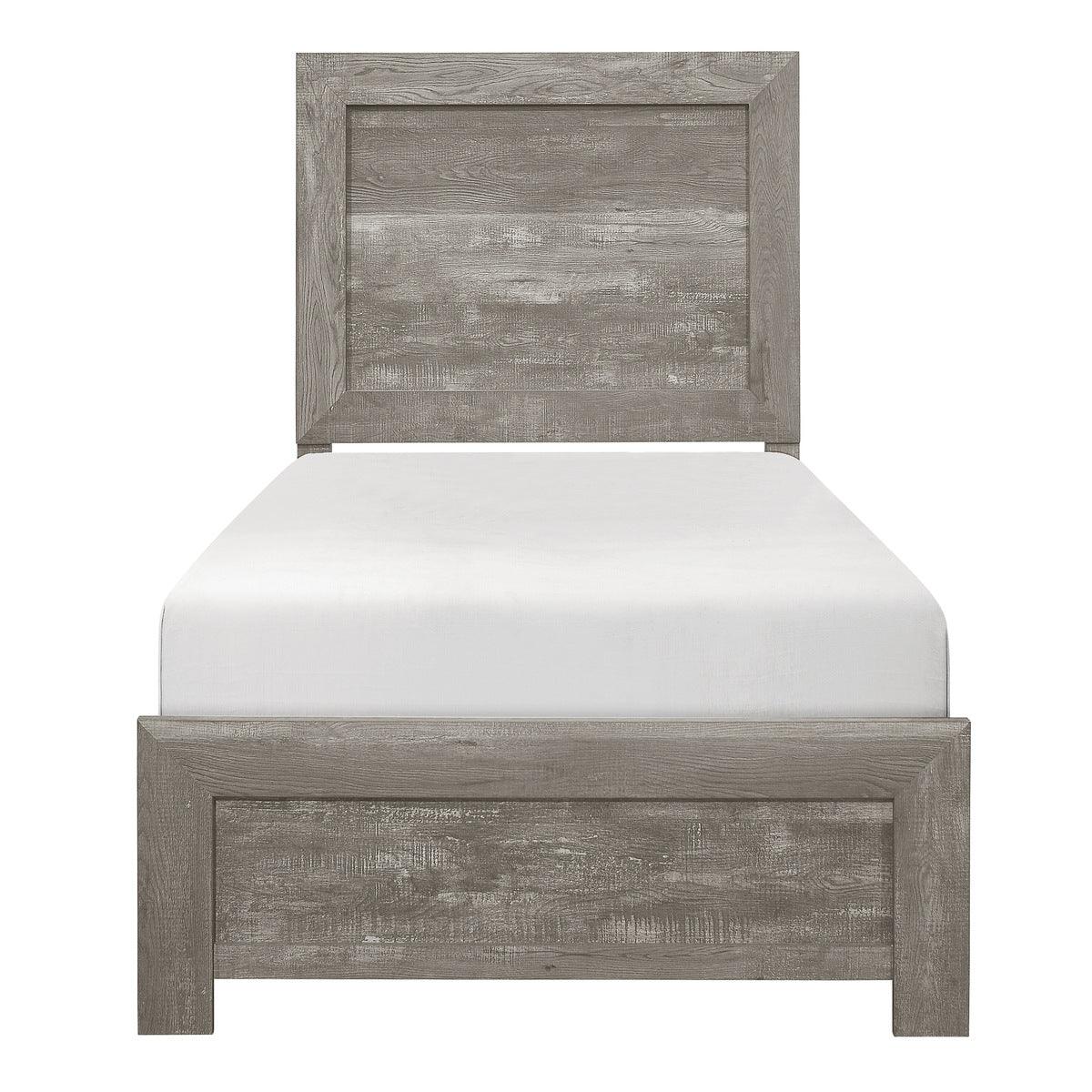 Corbin Gray Contemporary Faux Wood Veneer, Wood And Engineered Wood Youth Twin Panel Bed In A Box - Ella Furniture