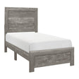 Corbin Gray Twin Panel Bed side view showing storage drawers