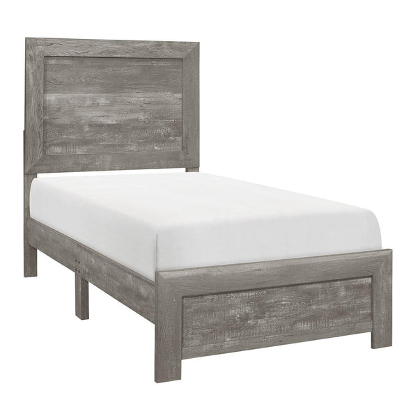 Corbin Gray Twin Panel Bed side view showing storage drawers