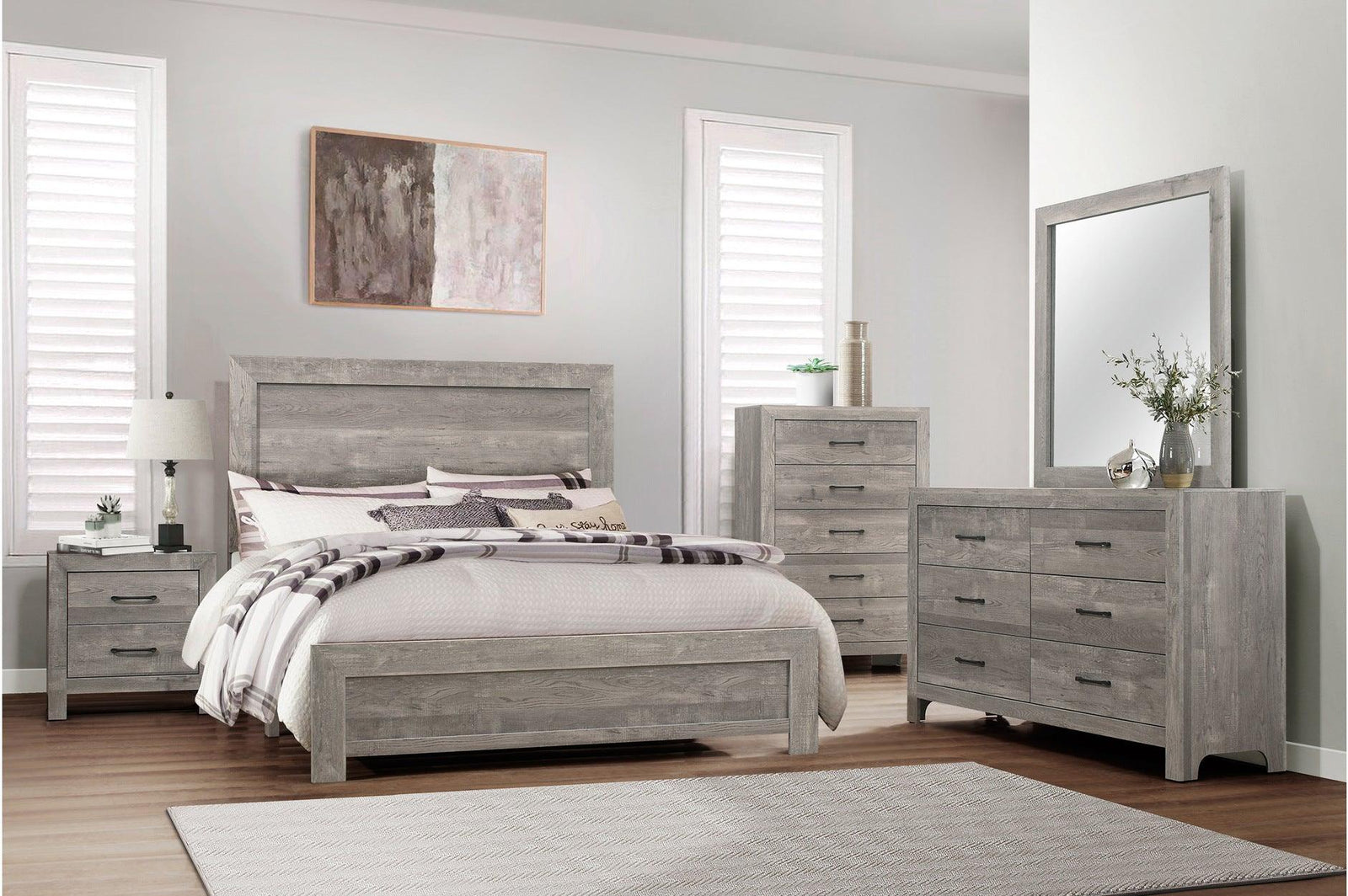 main view of Corbin Gray Panel Bedroom Set bed