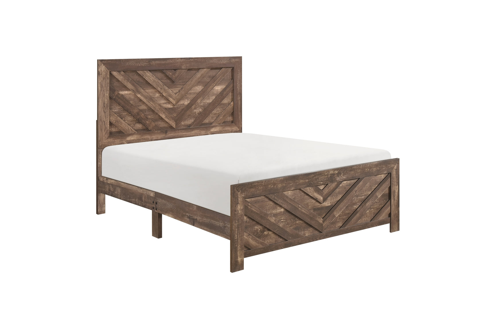Bedroom perspective of Corbin rustic brown panel bed