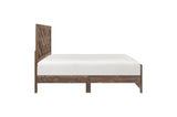 Side perspective of rustic brown panel bed