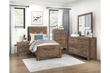 Bedroom view showing Corbin Rustic Brown Panel Bedroom Set bed