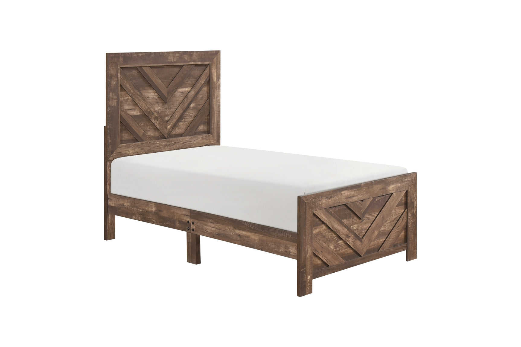 Bedroom side angle with rustic brown bed