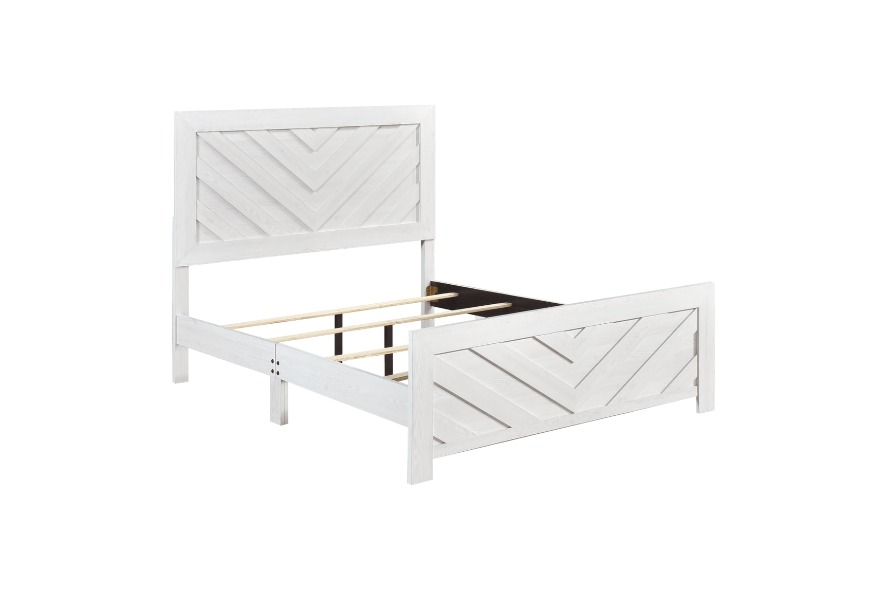 Corbin Rustic White Panel Bedroom Set main bed close-up