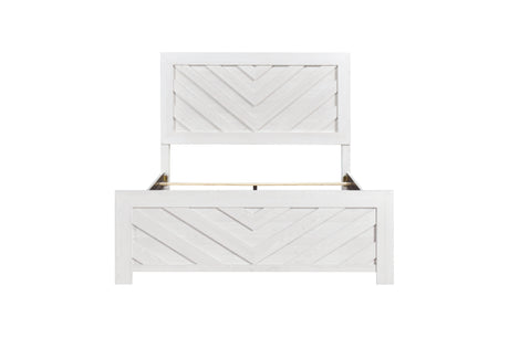 Corbin Rustic White Panel Bedroom Set bed no background side view