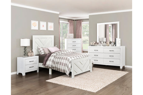 Corbin Rustic White Panel Bedroom Set bedroom view