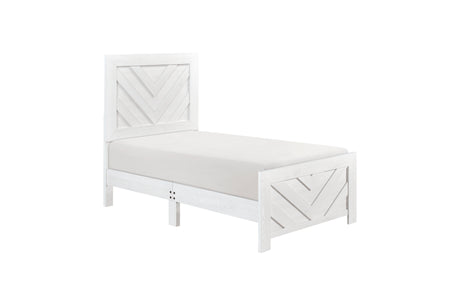 Corbin Rustic White Panel Bedroom Set dresser and mirror combo