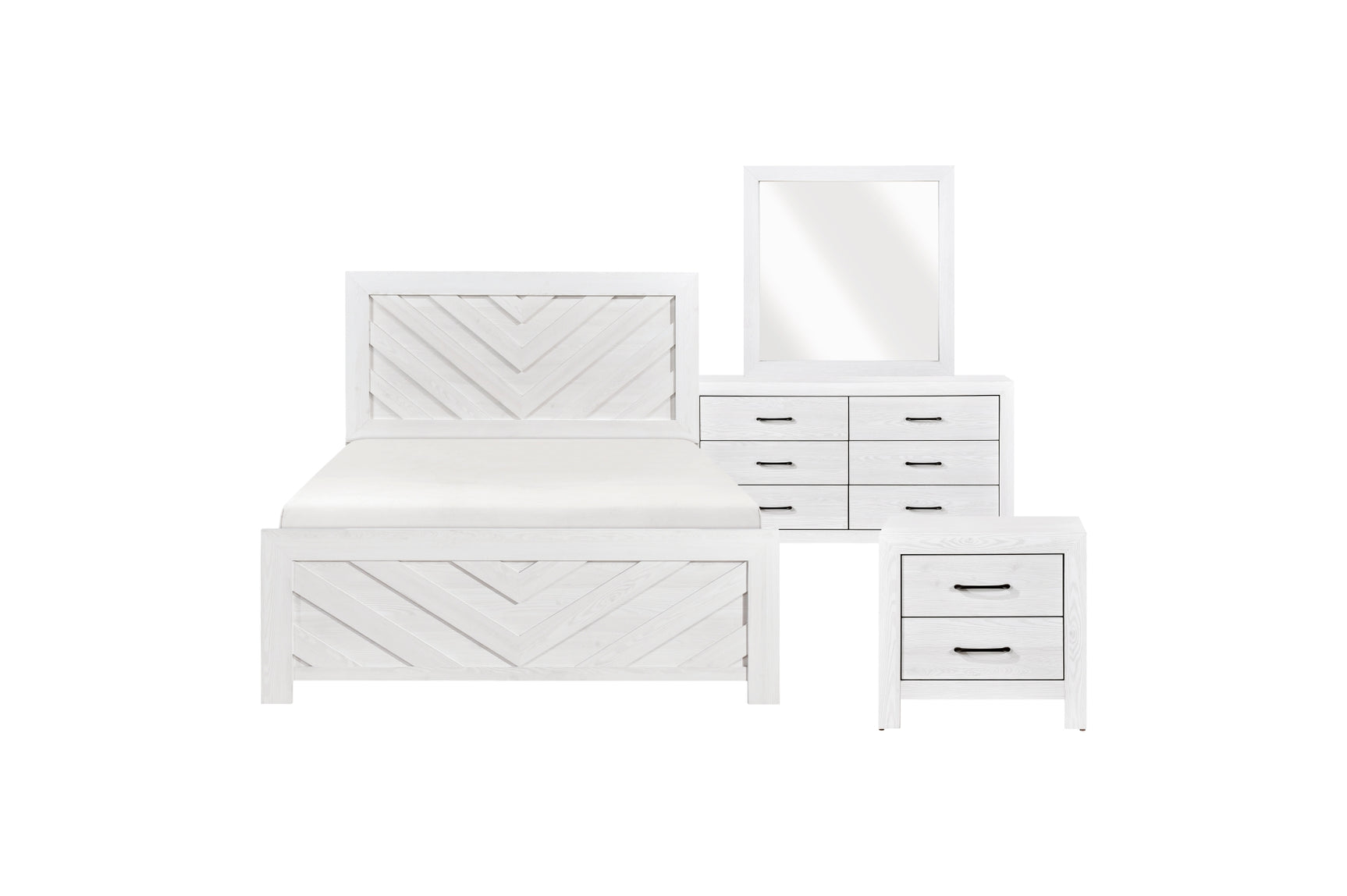 Corbin Rustic White Panel Bedroom Set main bed view