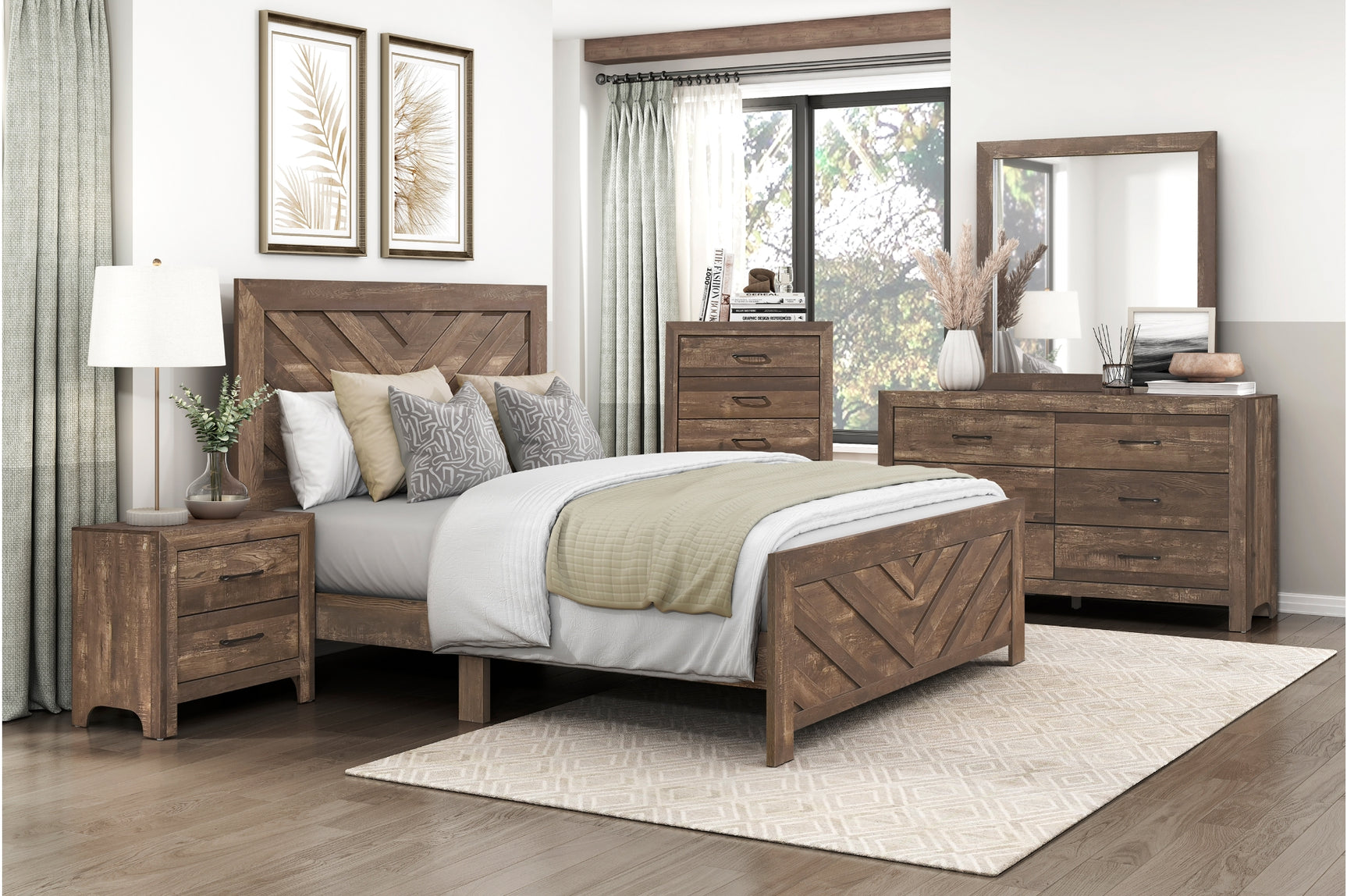 Corbin Rustic Brown Panel Bedroom Set main view of bed