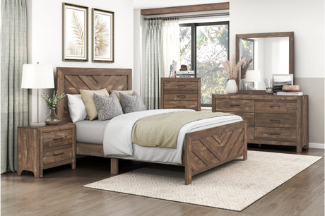 Corbin Rustic Brown Panel Bedroom Set main view of bed
