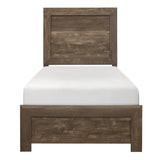 Corbin Rustic Brown Embossed Faux Wood Twin Bed front view