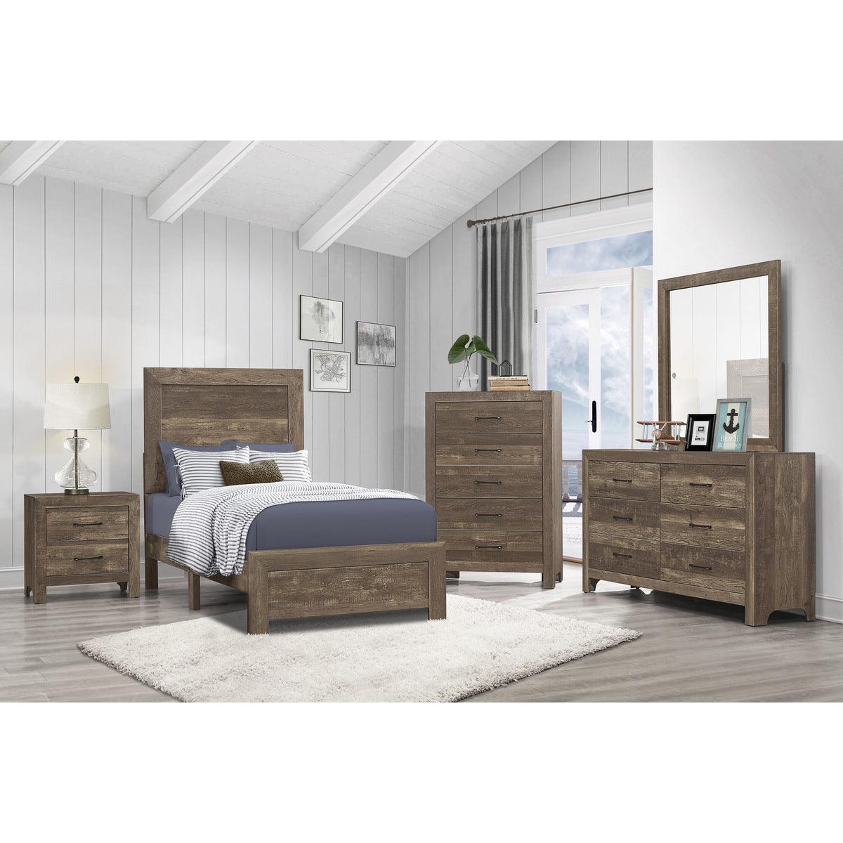 Corbin Rustic Brown Youth Twin Bed assembled in child's room
