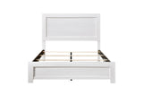 Corbin White Panel Bedroom Set side view showing bed and dresser