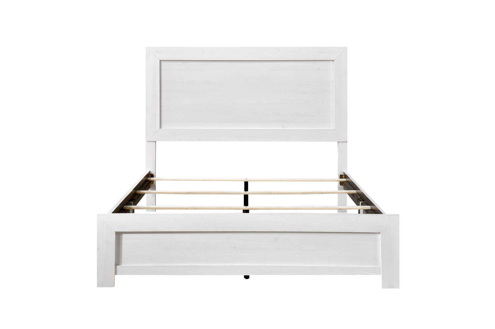 Corbin White Panel Bedroom Set side view showing bed and dresser