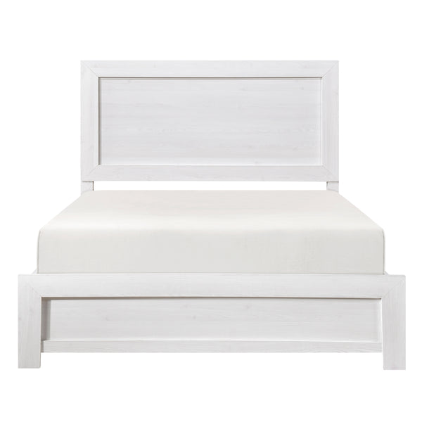 Tereza White Queen Panel Bed angled front view