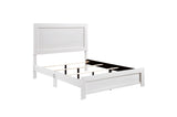 Corbin White Panel Bedroom Set angled bedroom view with furniture