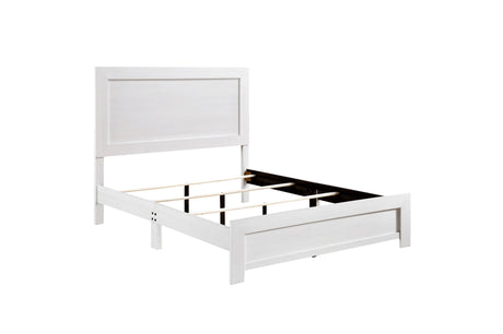 Corbin White Panel Bedroom Set angled bedroom view with furniture