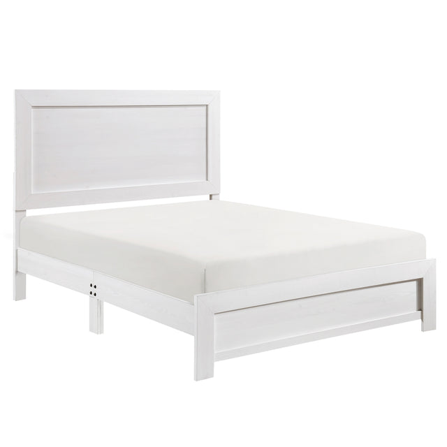 Side view of Tereza White Queen Panel Bed