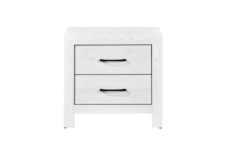 Corbin White Panel Bedroom Set nightstand and dresser side angle