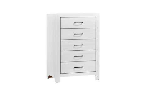 Corbin White Panel Bedroom Set dresser and nightstand set angle