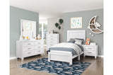 Corbin White Panel Bedroom Set side bed view