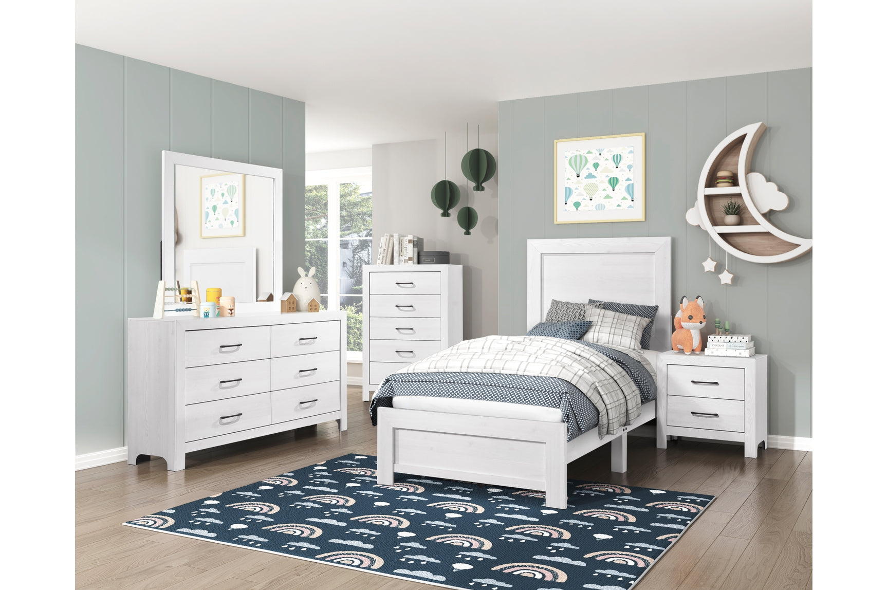 Corbin White Panel Bedroom Set side bed view