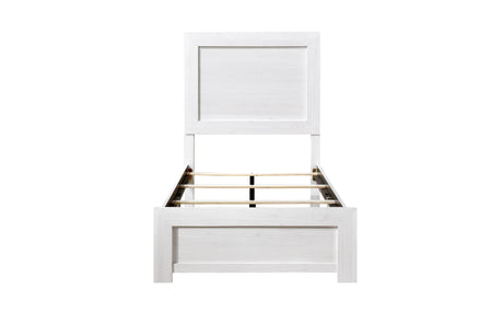 Corbin White Panel Bedroom Set bedroom setup with chest and nightstand